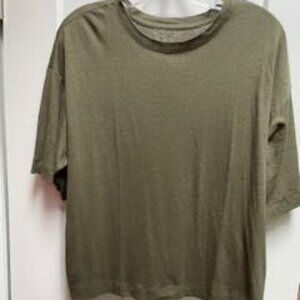 Loft Army Green Linen/Modal Tee Size M NWT